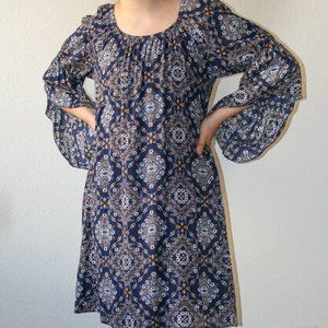 Super Comfortable Boho Chic Dress, Geometric Design, 100% Rayon, Made in the USA